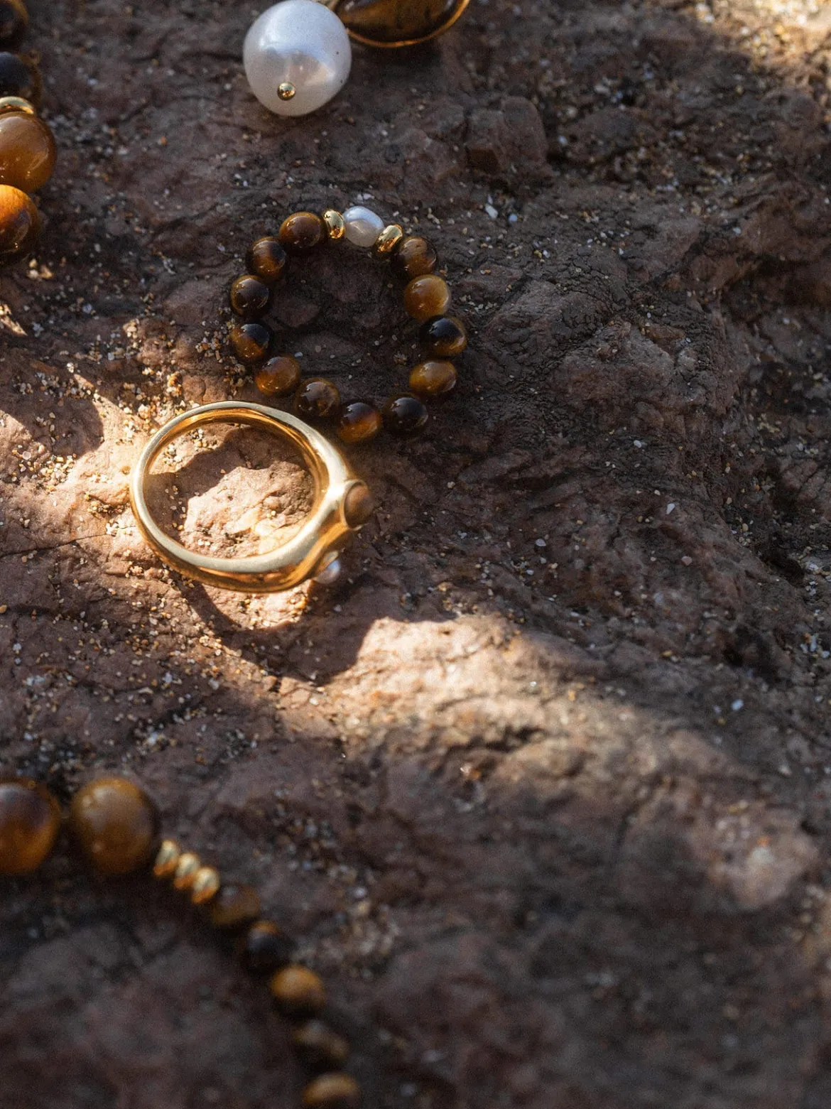 Anxiety Tiger‘s Eye Pearl Ring mit Perle