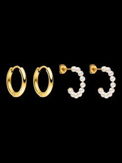 Pearl And Hoop Ohrring Set