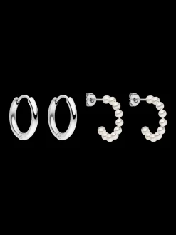 Pearl And Hoop Ohrring Set
