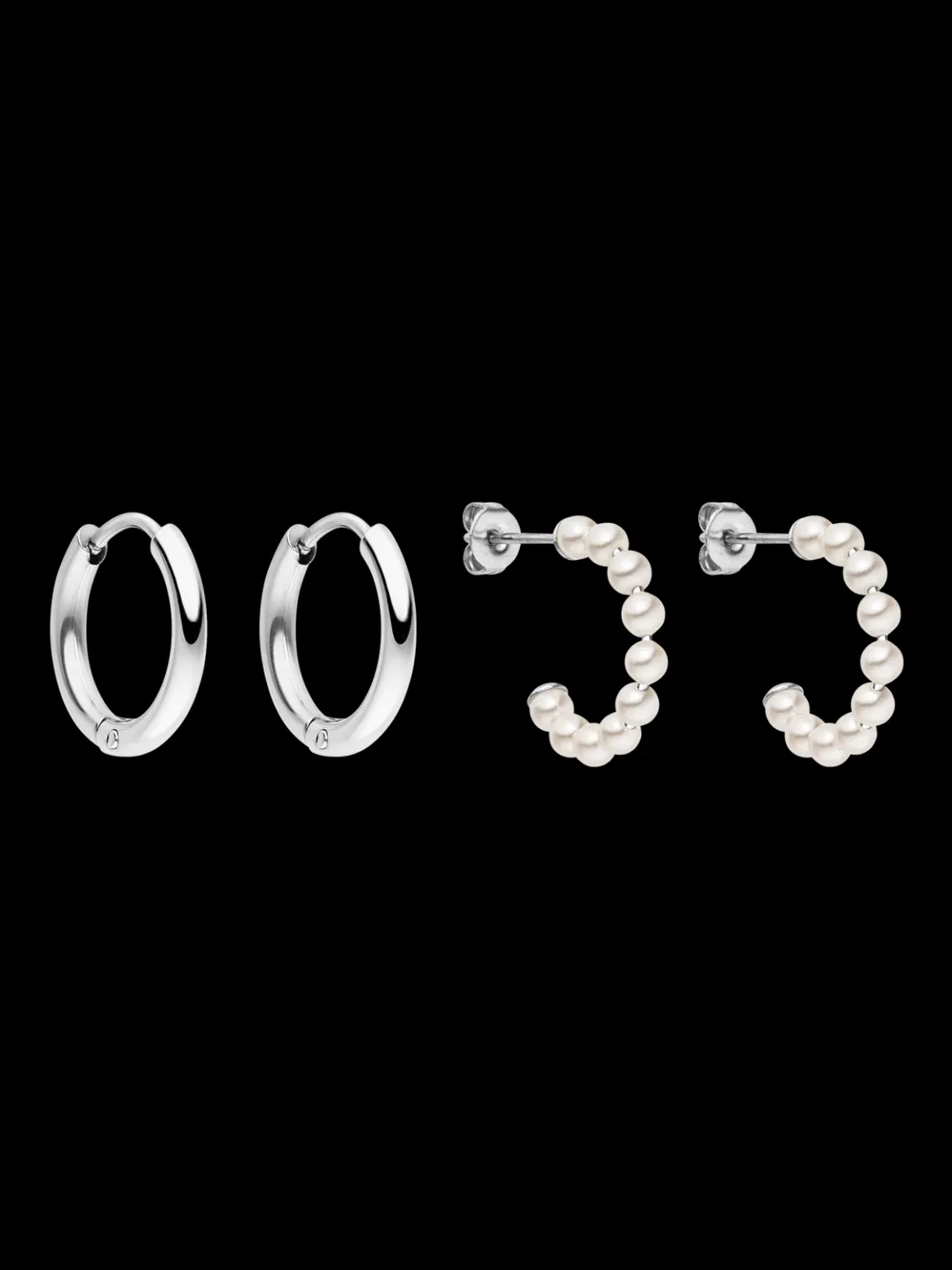 Pearl And Hoop Ohrring Set