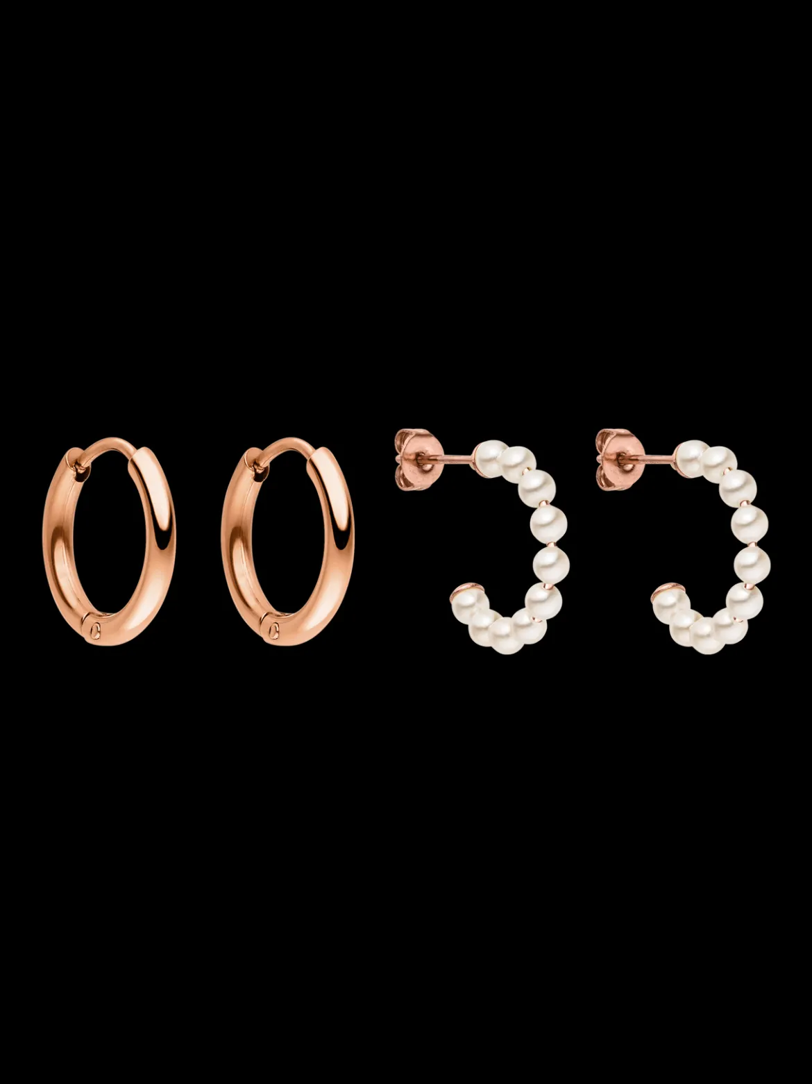 Pearl And Hoop Ohrring Set