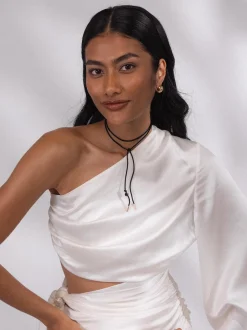 Schwarze Satin Kette